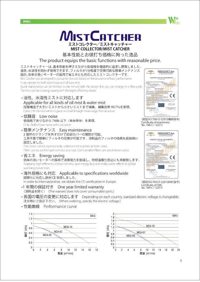 kuroda winwell 製品概要 ミストキャッチャー